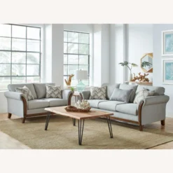 Other Sofa In Platinum Woven Fabric & Brown Leg Finish