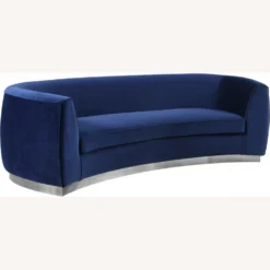Other Sofa In Navy Velvet & Curved Back W/ Chrome Base