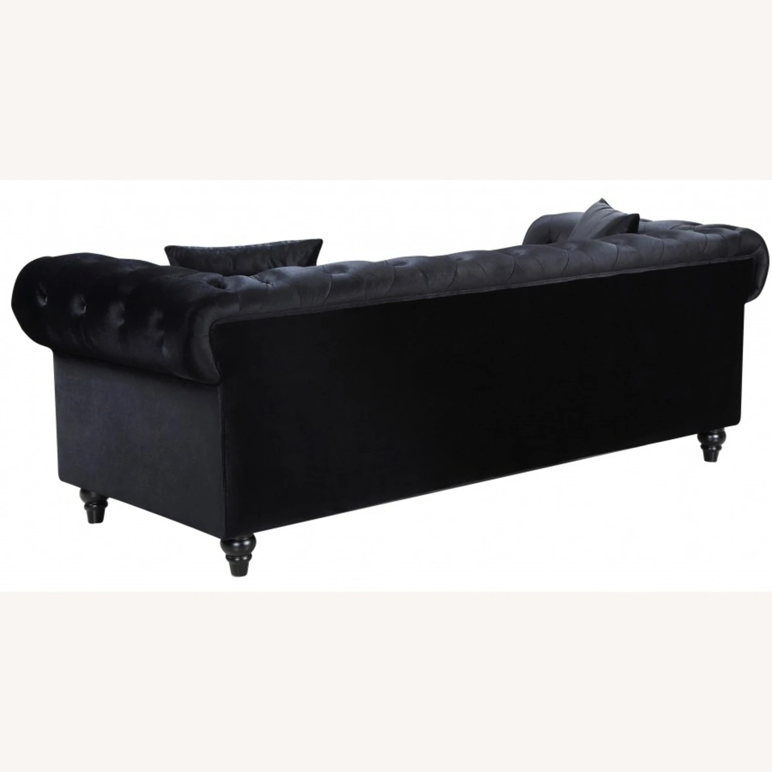Other Sofa In Black Linen Upholstery W/ Wood Frame 4 Other Sofa In Black Linen Upholstery W/ Wood Frame - Image 4
