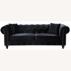 Other Sofa In Black Linen Upholstery W/ Wood Frame 12 Other Sofa In Black Linen Upholstery W/ Wood Frame - 1500 1500 frame 0 2573