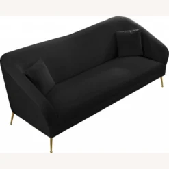 Other Sofa In Black Velvet W/ Curved Arms & Back