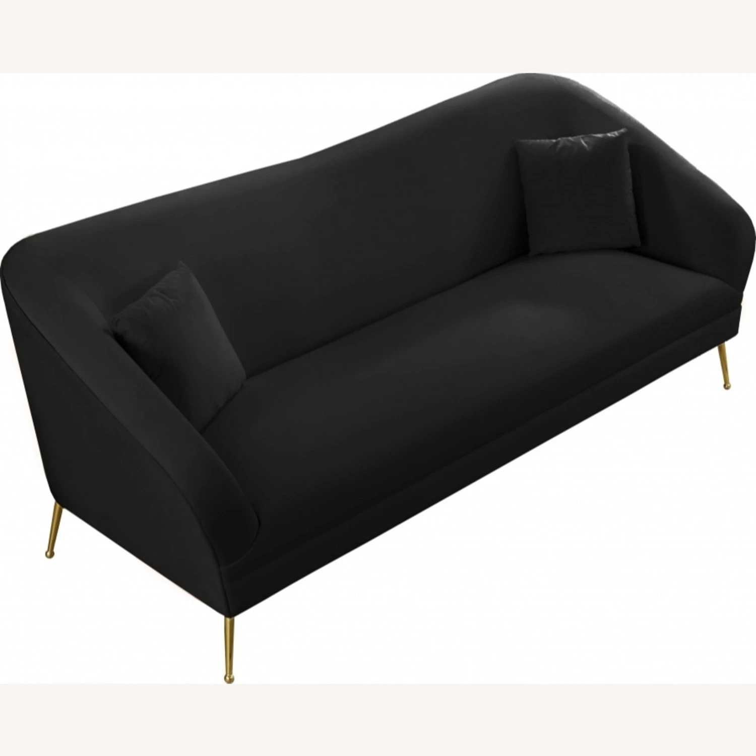 Other Sofa In Black Velvet W/ Curved Arms & Back 1 Other Sofa In Black Velvet W/ Curved Arms & Back