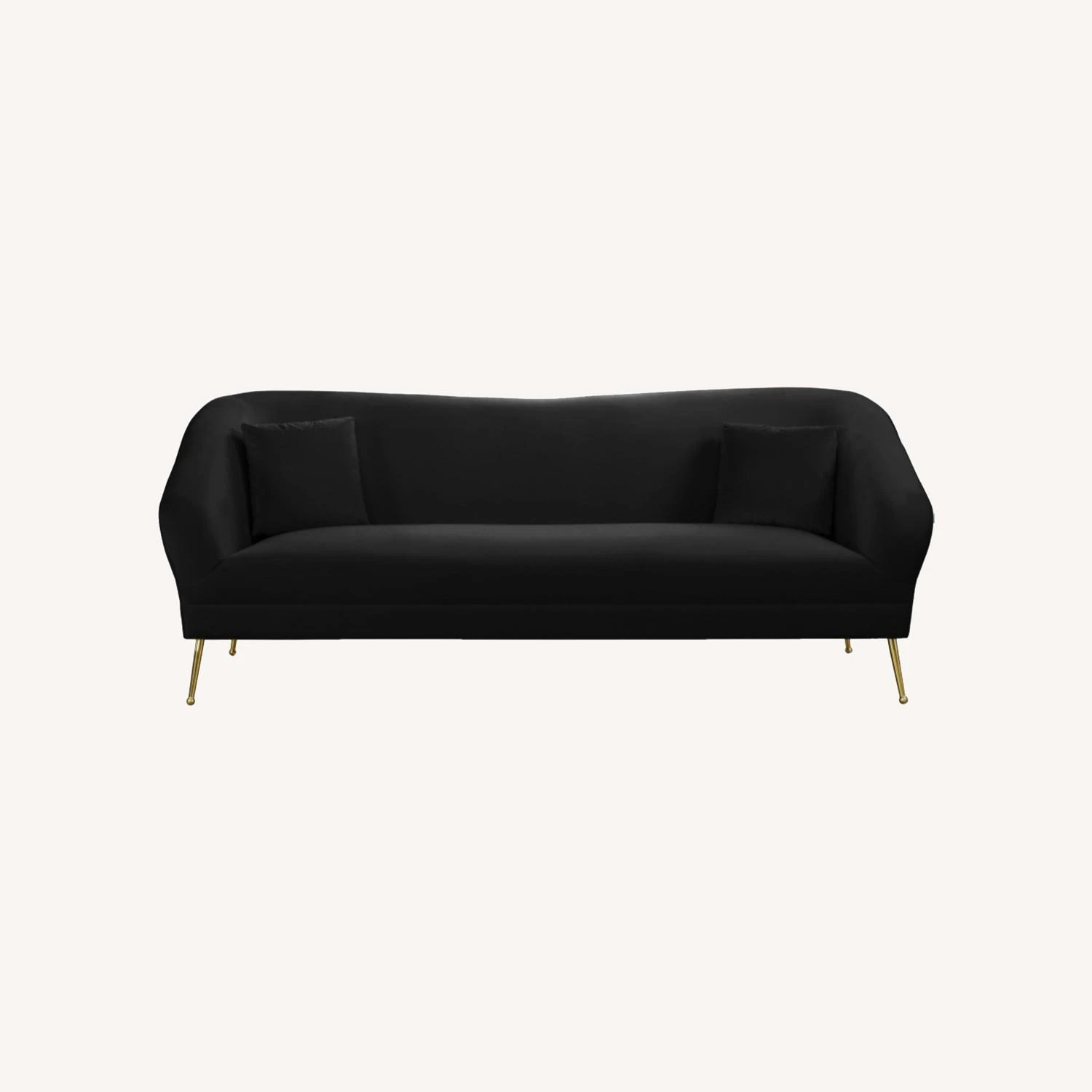 Other Sofa In Black Velvet W/ Curved Arms & Back 5 Other Sofa In Black Velvet W/ Curved Arms & Back - Image 5