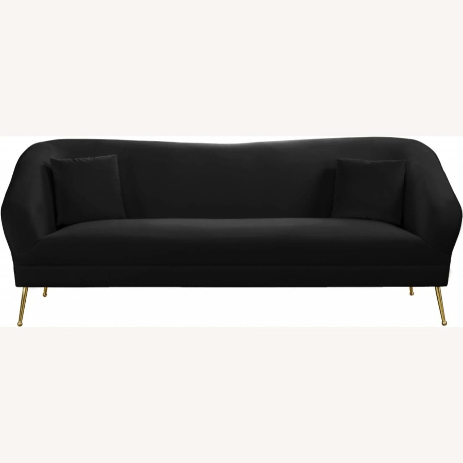 Other Sofa In Black Velvet W/ Curved Arms & Back 7 Other Sofa In Black Velvet W/ Curved Arms & Back - Image 7