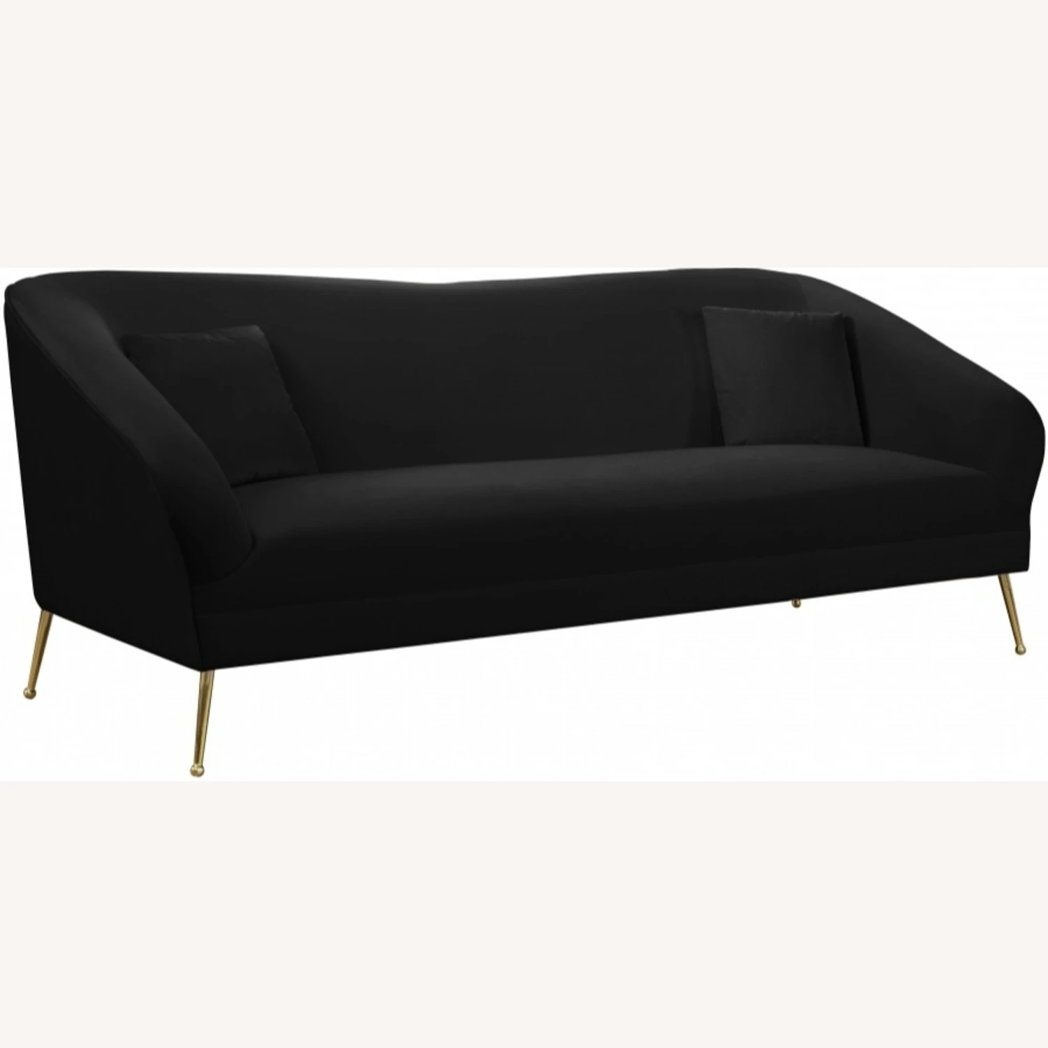 Other Sofa In Black Velvet W/ Curved Arms & Back 9 Other Sofa In Black Velvet W/ Curved Arms & Back - Image 9