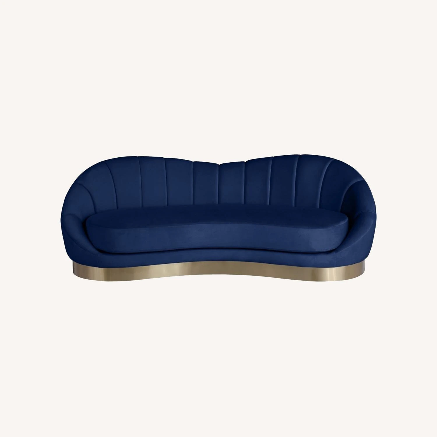 Other Sofa In Shell-Shaped Navy Velvet Finish 5 Other Sofa In Shell-Shaped Navy Velvet Finish - Image 5