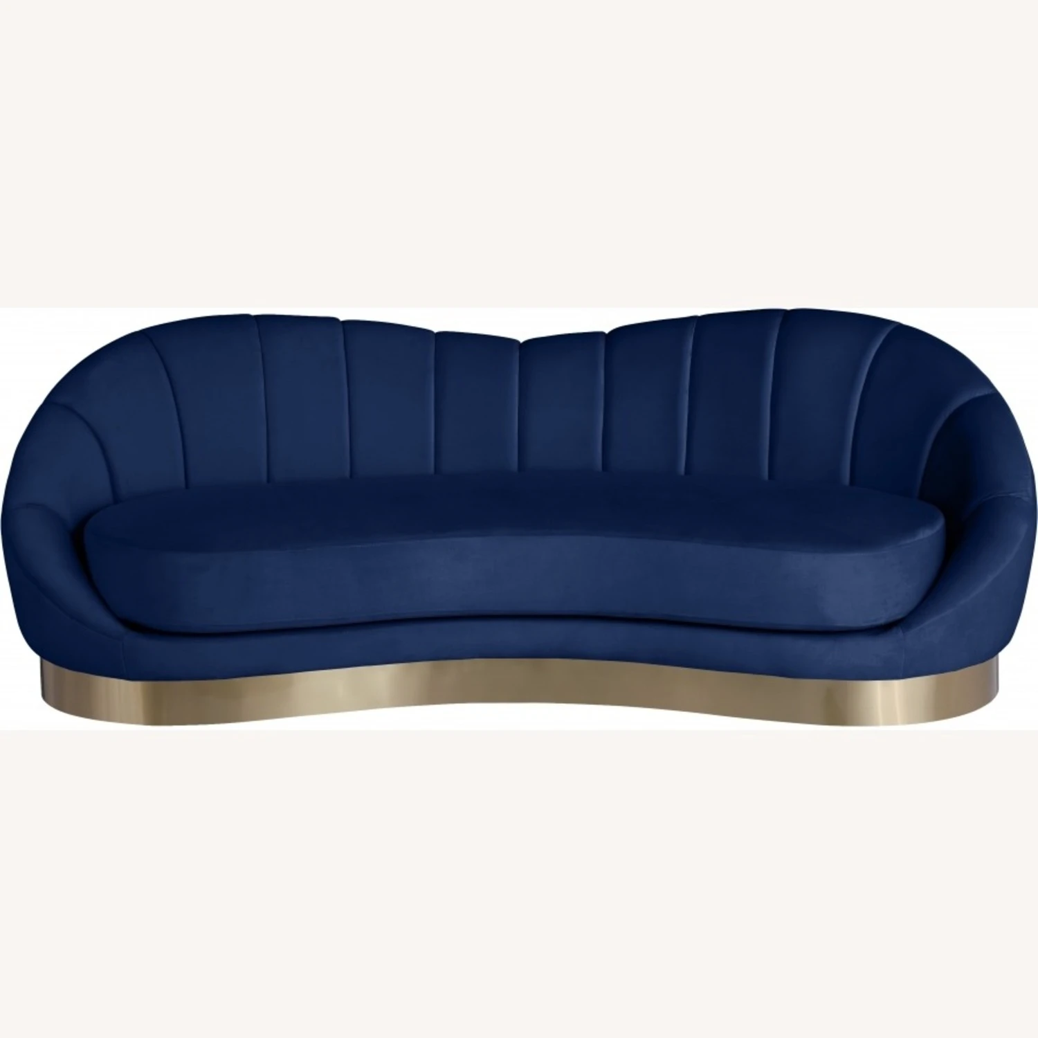 Other Sofa In Shell-Shaped Navy Velvet Finish 8 Other Sofa In Shell-Shaped Navy Velvet Finish - Image 8