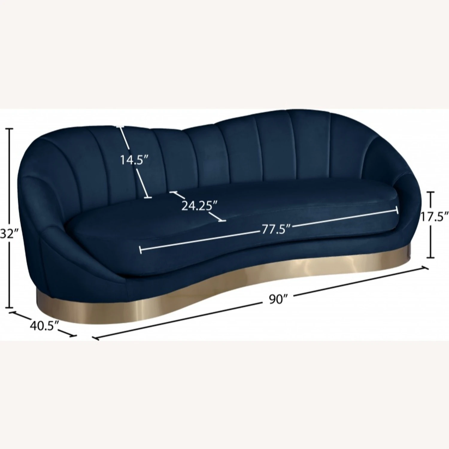 Other Sofa In Shell-Shaped Navy Velvet Finish 9 Other Sofa In Shell-Shaped Navy Velvet Finish - Image 9