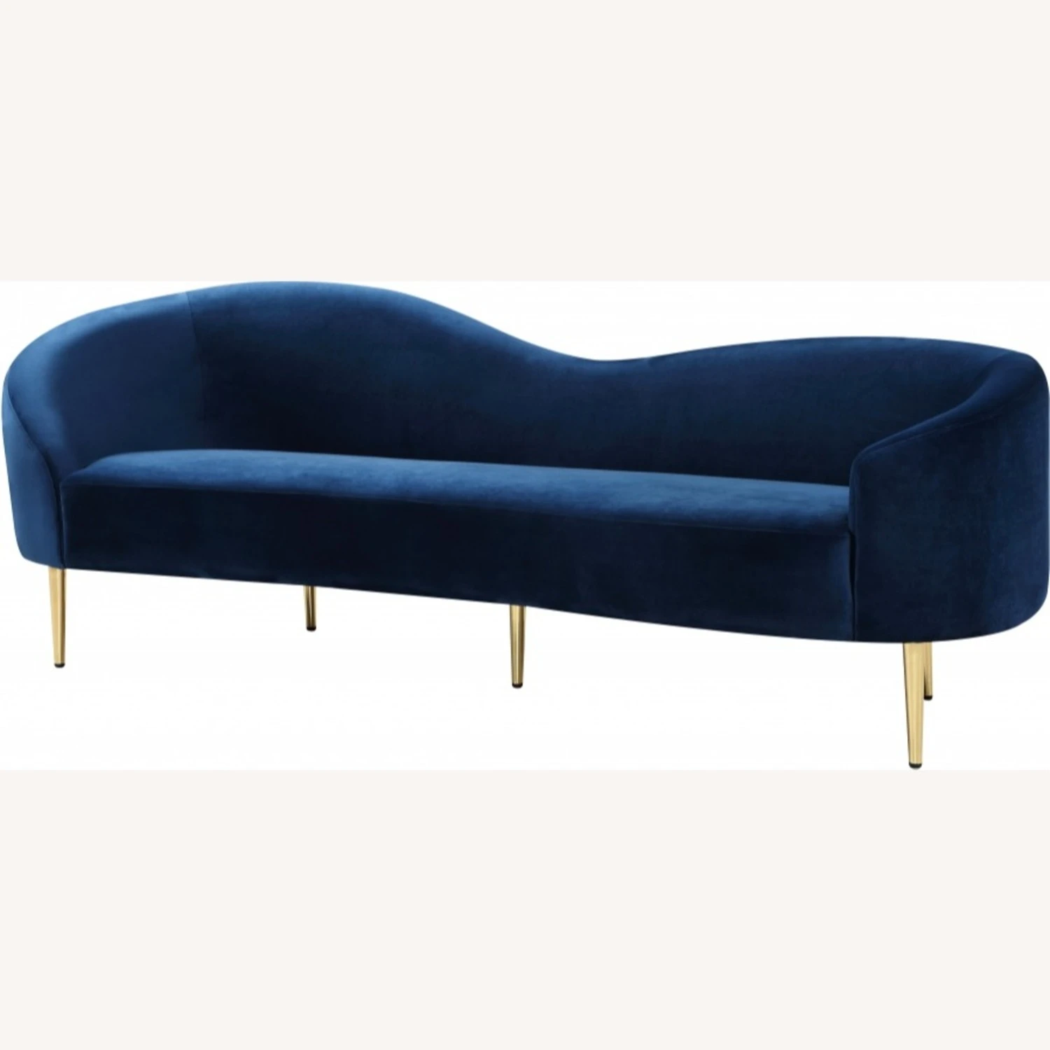 Other Contemporary Sofa In Navy Velvet W/ Curved Design 1 Other Contemporary Sofa In Navy Velvet W/ Curved Design