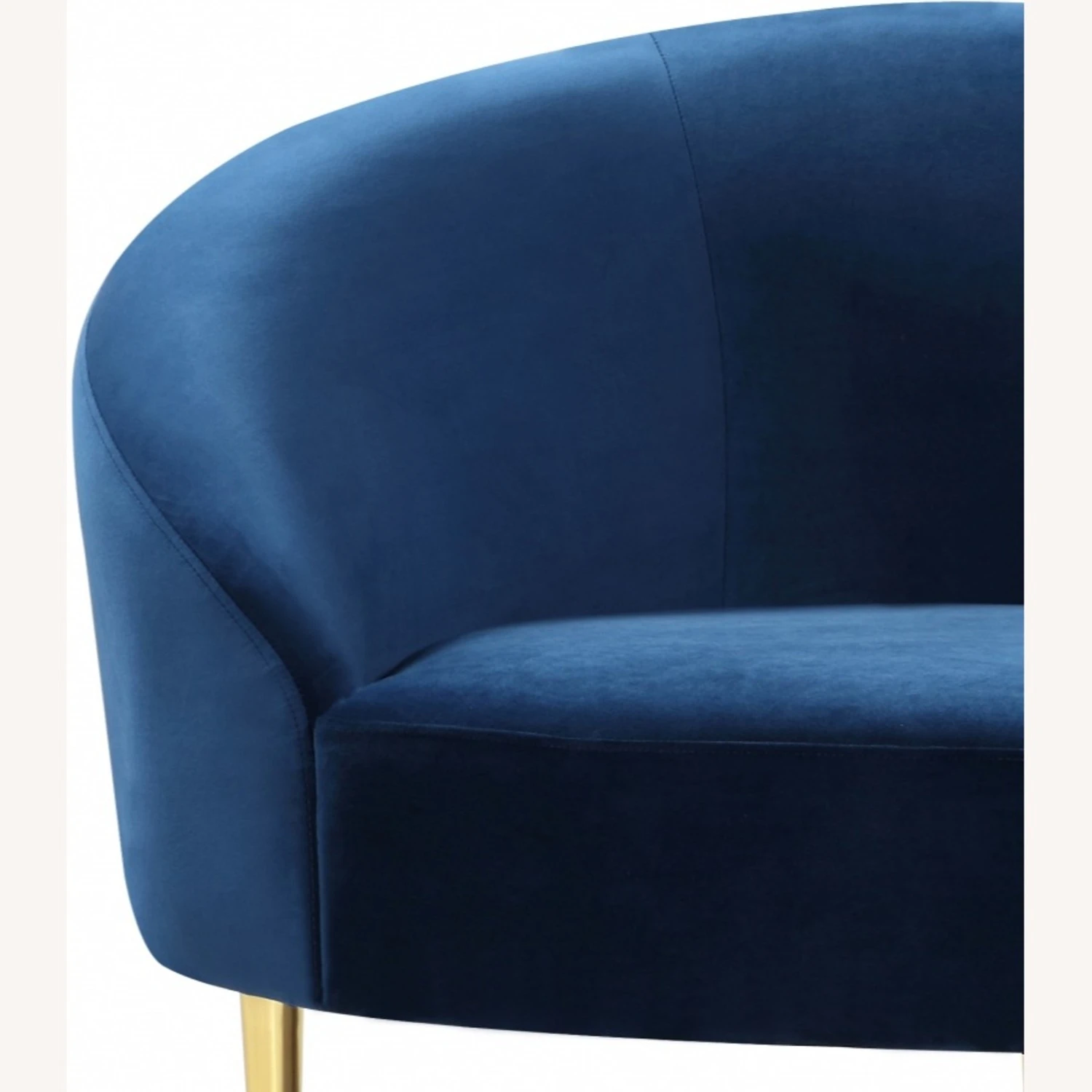 Other Contemporary Sofa In Navy Velvet W/ Curved Design 2 Other Contemporary Sofa In Navy Velvet W/ Curved Design - Image 2