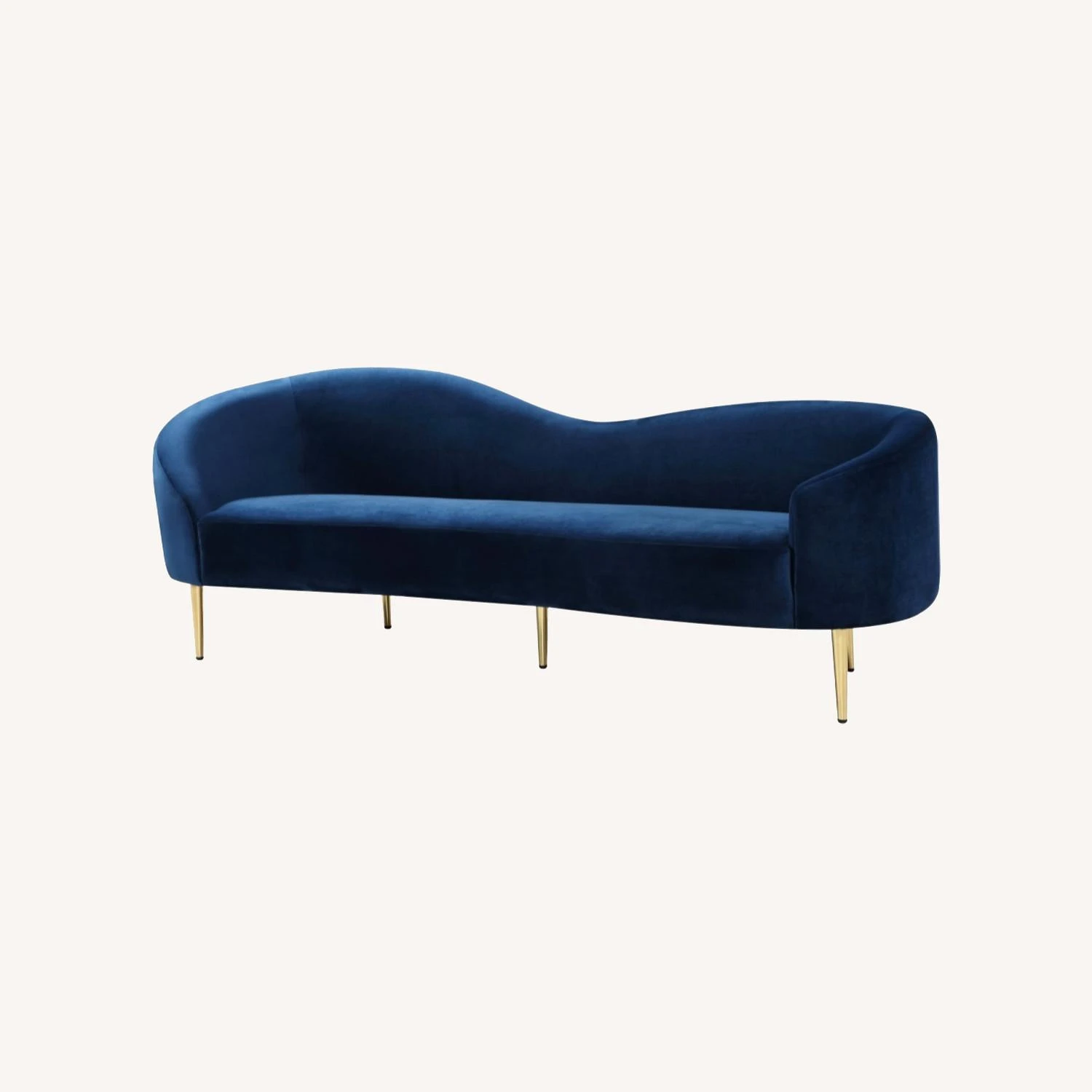 Other Contemporary Sofa In Navy Velvet W/ Curved Design 7 Other Contemporary Sofa In Navy Velvet W/ Curved Design - Image 7