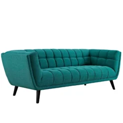 Other Sofa In Teal Button Tufting & Black Wood Legs