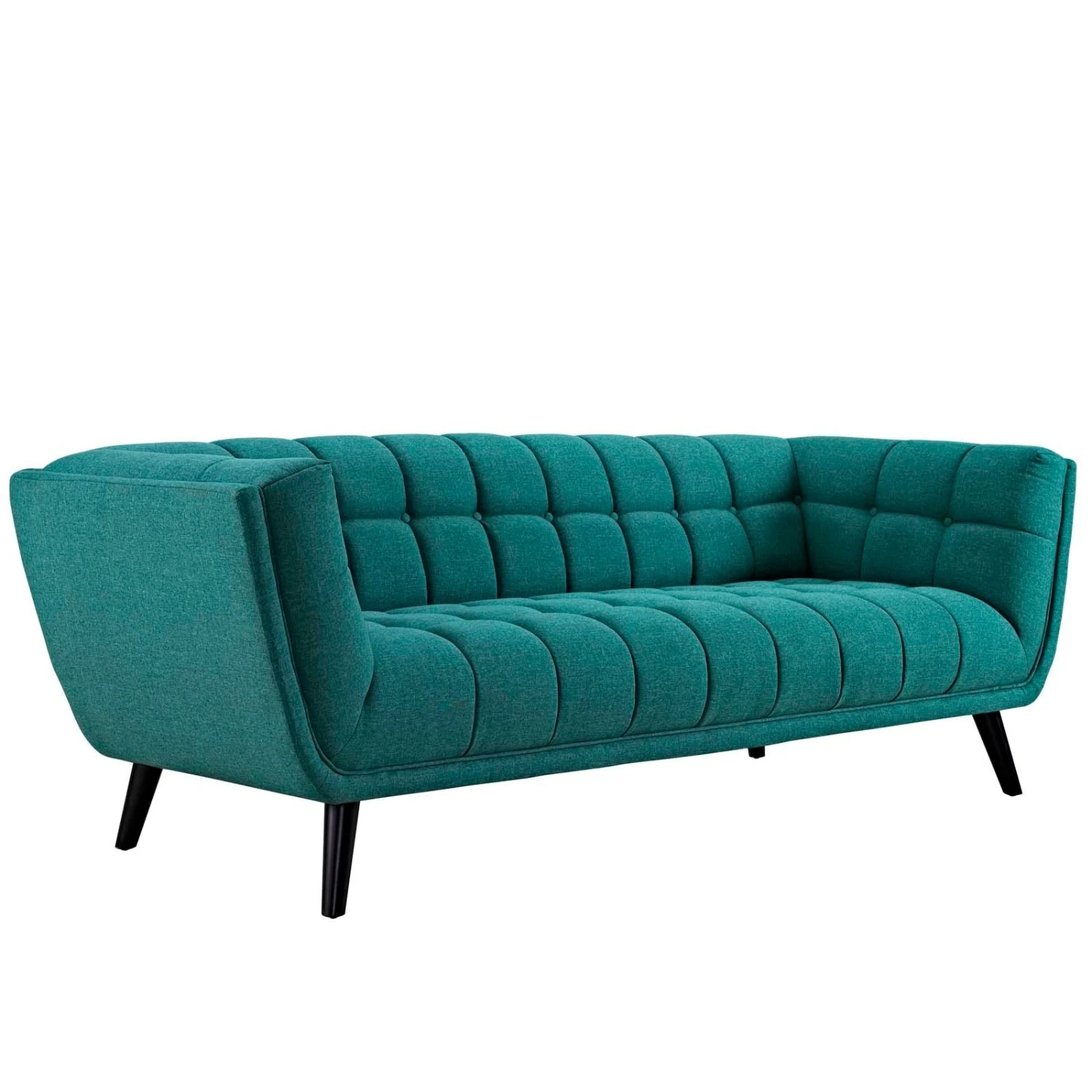 Other Sofa In Teal Button Tufting & Black Wood Legs 1 Other Sofa In Teal Button Tufting & Black Wood Legs