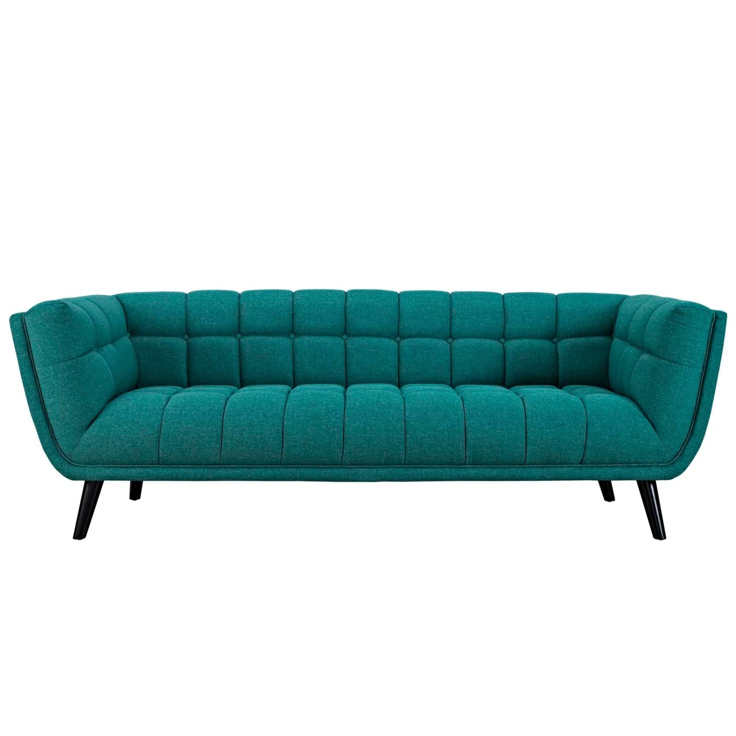 Other Sofa In Teal Button Tufting & Black Wood Legs 6 Other Sofa In Teal Button Tufting & Black Wood Legs - Image 6