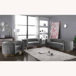 Other Sofa In Grey Velvet W/ Curved Back Design