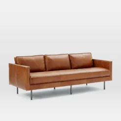 West Elm Axel 89" Sofa, Saddle Leather, Nut - 1500 1500 frame 0 2815