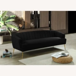Other Contemporary Sofa In Black Velvet W/ Gold Legs - 1500 1500 frame 0 2837