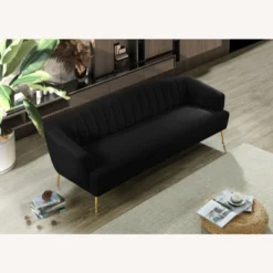 Other Contemporary Sofa In Black Velvet W/ Gold Legs - 1500 1500 frame 0 2841