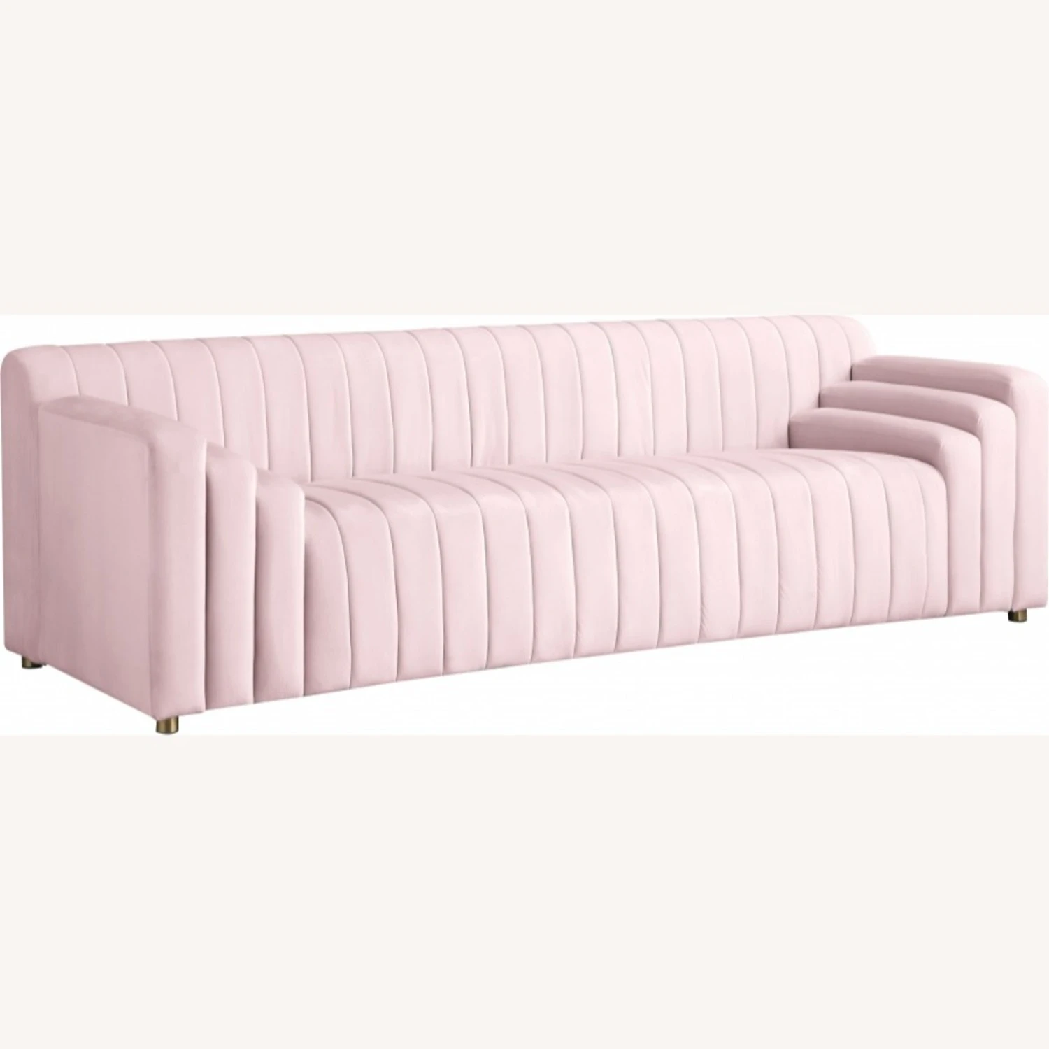 Other Sofa In Pink Velvet W/ Unique Leveled Arms 5 Other Sofa In Pink Velvet W/ Unique Leveled Arms - Image 5
