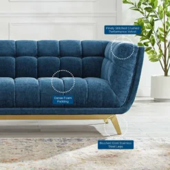 Other Sofa In Navy Crushed Performance Velvet