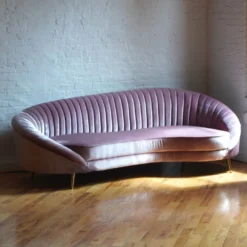 Other Curved Modern Sofa Pink Velvet