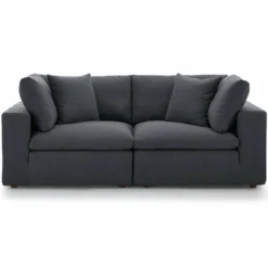 Other 2-Piece Sectional In Gray Soft Polyester Fabric