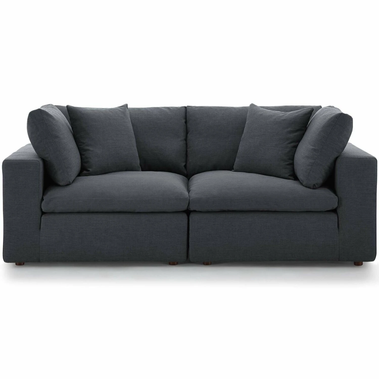 Other 2-Piece Sectional In Gray Soft Polyester Fabric 1 Other 2-Piece Sectional In Gray Soft Polyester Fabric