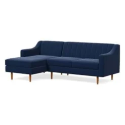 West Elm Oliver 2 Piece Sectional Blue Velvet - 1500 1500 frame 0 453