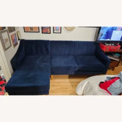 West Elm Oliver 2 Piece Sectional Blue Velvet - 1500 1500 frame 0 457