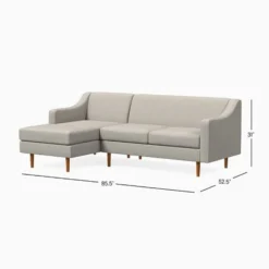 West Elm Oliver 2 Piece Sectional Blue Velvet - 1500 1500 frame 0 459