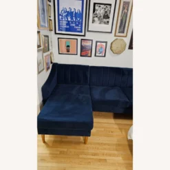 West Elm Oliver 2 Piece Sectional Blue Velvet - 1500 1500 frame 0 460