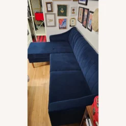 West Elm Oliver 2 Piece Sectional Blue Velvet - 1500 1500 frame 0 462