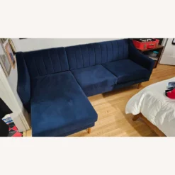 West Elm Oliver 2 Piece Sectional Blue Velvet - 1500 1500 frame 0 464