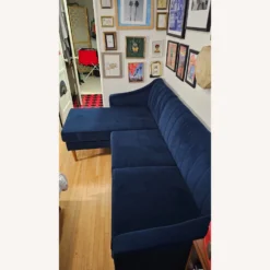 West Elm Oliver 2 Piece Sectional Blue Velvet - 1500 1500 frame 0 465