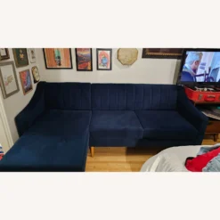 West Elm Oliver 2 Piece Sectional Blue Velvet - 1500 1500 frame 0 467