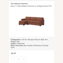 West Elm Henry 2-Piece Sleeper Sectional With Storage - 1500 1500 frame 0 484