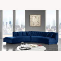 Other 2-Piece Sectional In Curved-Shape Navy Velvet