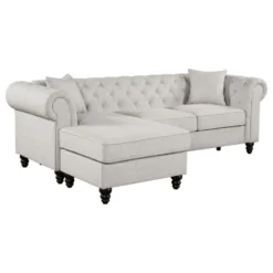 Other Sectional In Oatmeal Fabric W/ Wide Roll Arms