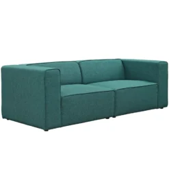 Other 2-Piece Sectional In Teal Fabric W/ Trim Lining