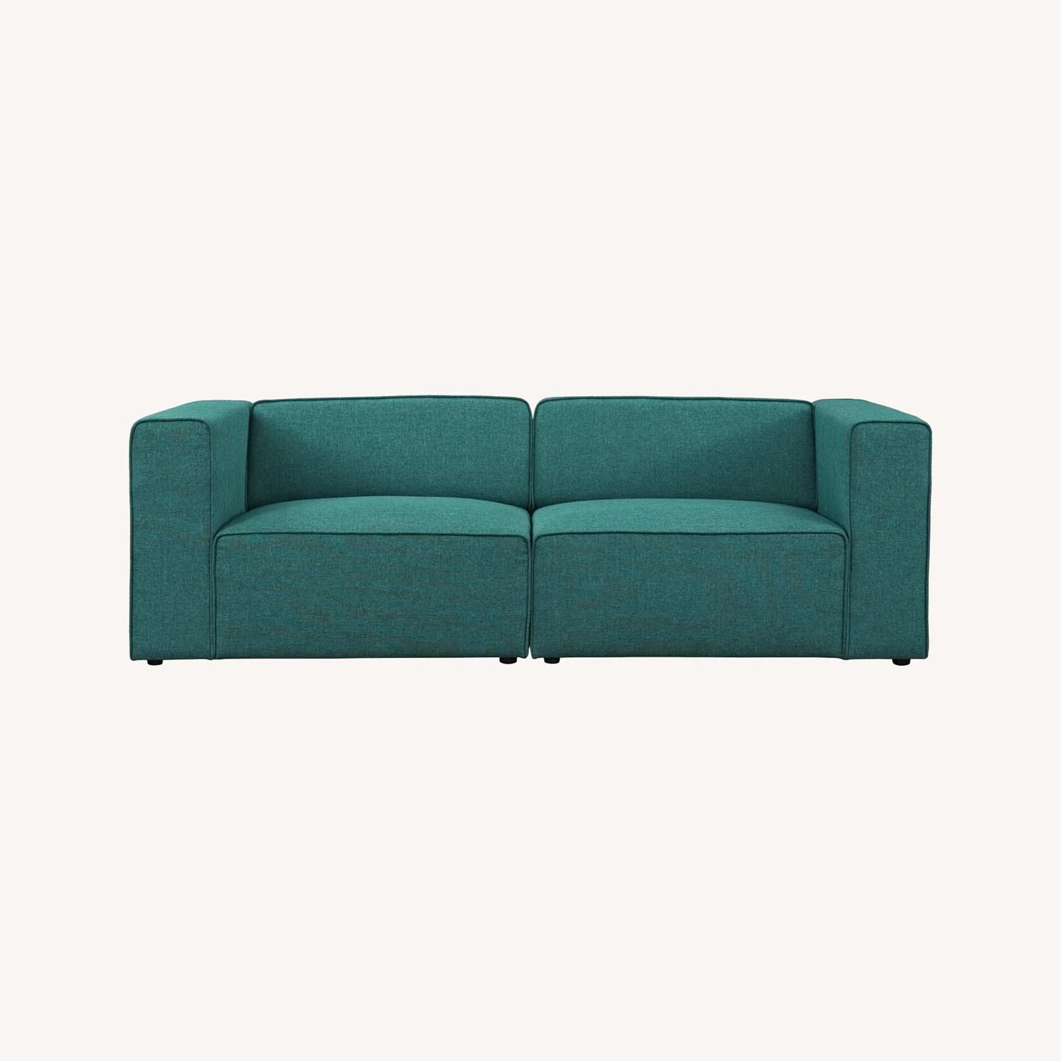Other 2-Piece Sectional In Teal Fabric W/ Trim Lining 2 Other 2-Piece Sectional In Teal Fabric W/ Trim Lining - Image 2