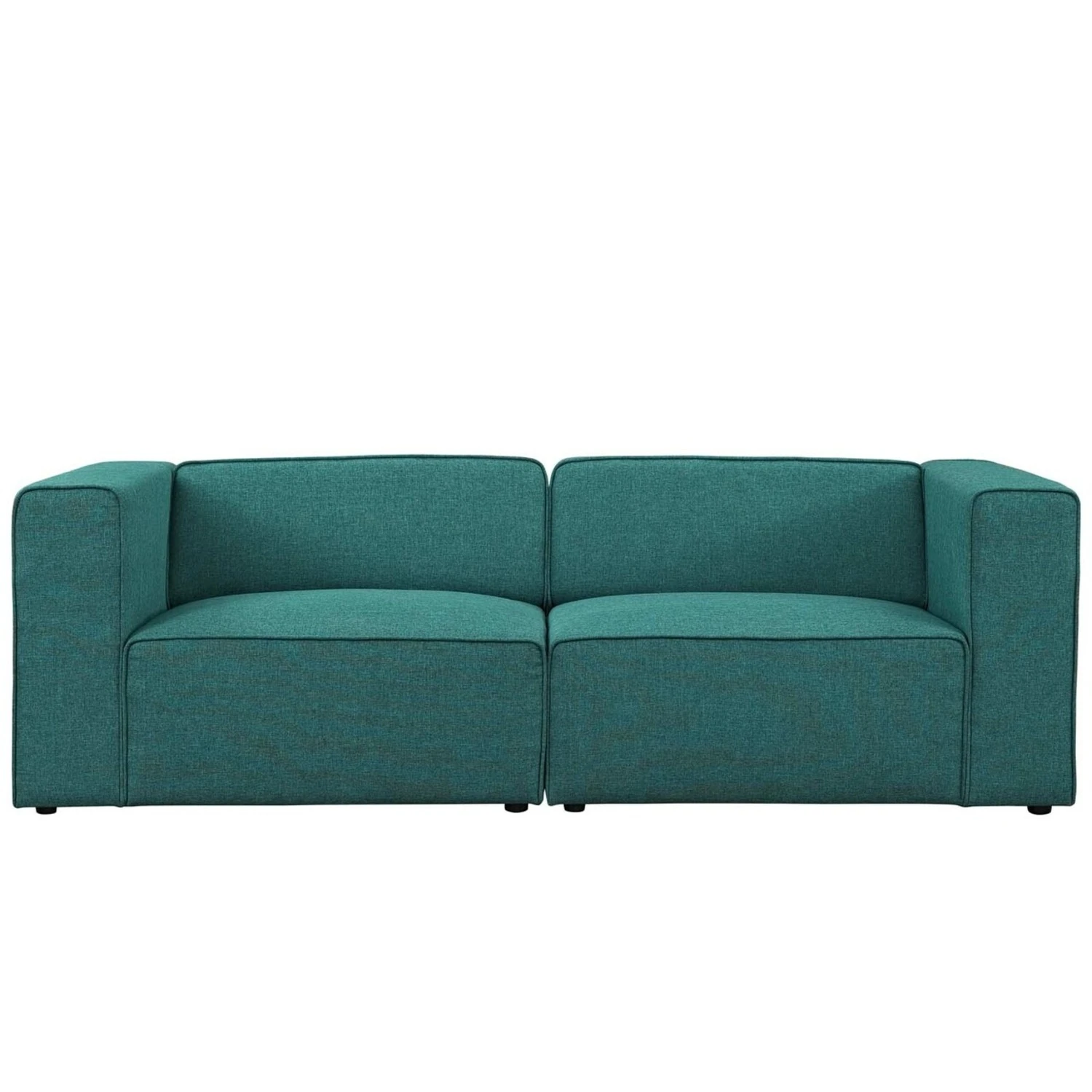 Other 2-Piece Sectional In Teal Fabric W/ Trim Lining 4 Other 2-Piece Sectional In Teal Fabric W/ Trim Lining - Image 4