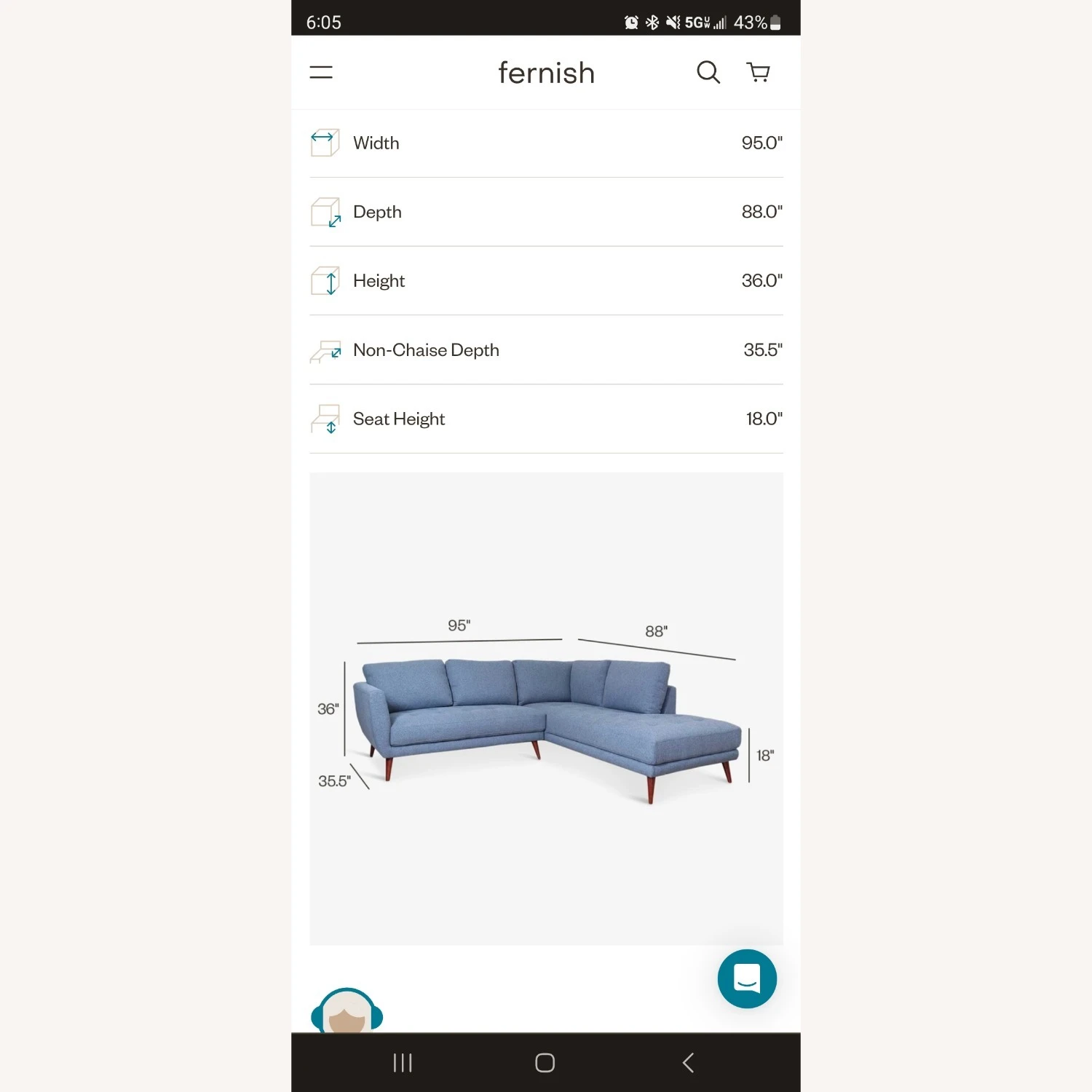 Other Fernish Casey Sectional Sofa Blue 17 Other Fernish Casey Sectional Sofa Blue - Image 17