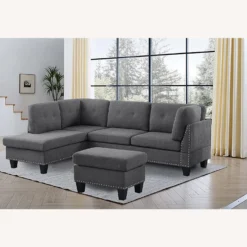 L-Shape Sectional Sofa With Ottoman -Left Chaise