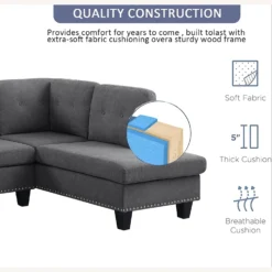 L-Shape Sectional Sofa With Ottoman -Left Chaise - 1500 1500 frame 0 716