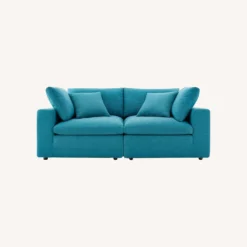 Other 2-Piece Sectional Sofa In Teal Linen Fabric - 1500 1500 frame 0 727