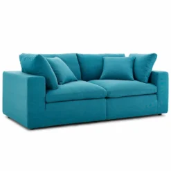 Other 2-Piece Sectional Sofa In Teal Linen Fabric - 1500 1500 frame 0 728
