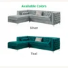 Other Teal Velvet 2-Piece Sectional Sofa W/ Tufted Buttons