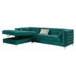 Other Teal Velvet 2-Piece Sectional Sofa W/ Tufted Buttons - 1500 1500 frame 0 765
