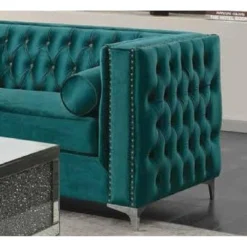 Other Teal Velvet 2-Piece Sectional Sofa W/ Tufted Buttons - 1500 1500 frame 0 767