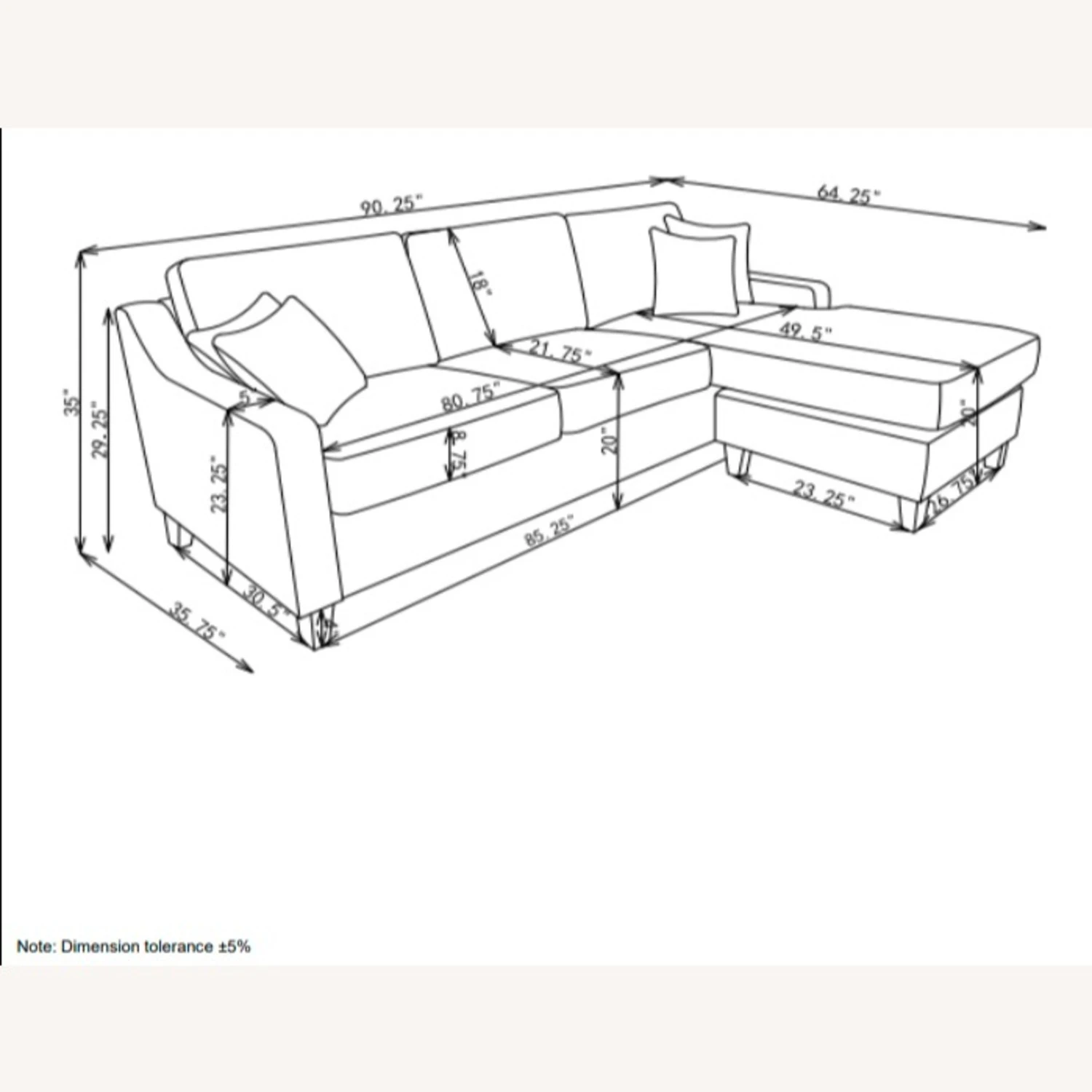 Other Sectional In Grey Low Pile Woven Chenille Finish 3 Other Sectional In Grey Low Pile Woven Chenille Finish - Image 3